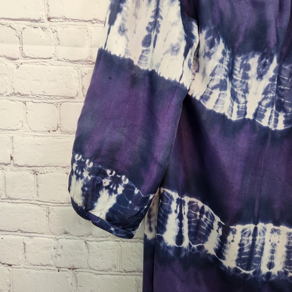 Calypso St. Barth for Target 100% Silk Tie Dye Balloon Sleeve Blouse Women's XS - Picture 4 of 6